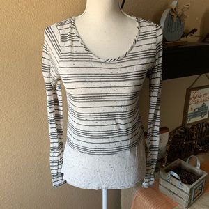 Olive + Oak Black & Cream Striped Longsleeve Top S